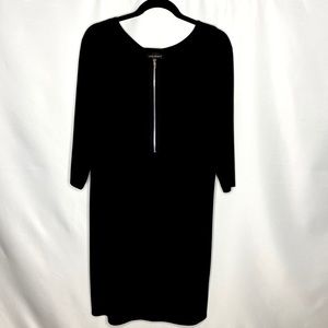 Lane Bryant Black 3/4 sleeve dress w/ front Zipper